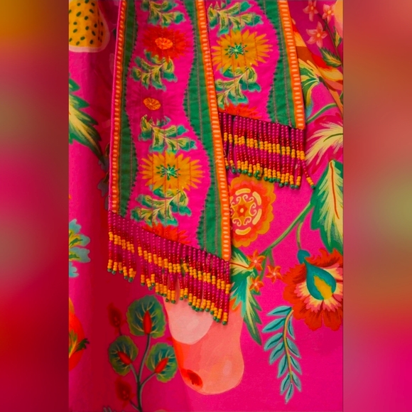 FARM RIO PINK DELICATE FRUIT GARDEN ORGANIC COTTON MAXI DRESS - Picture 2 of 3